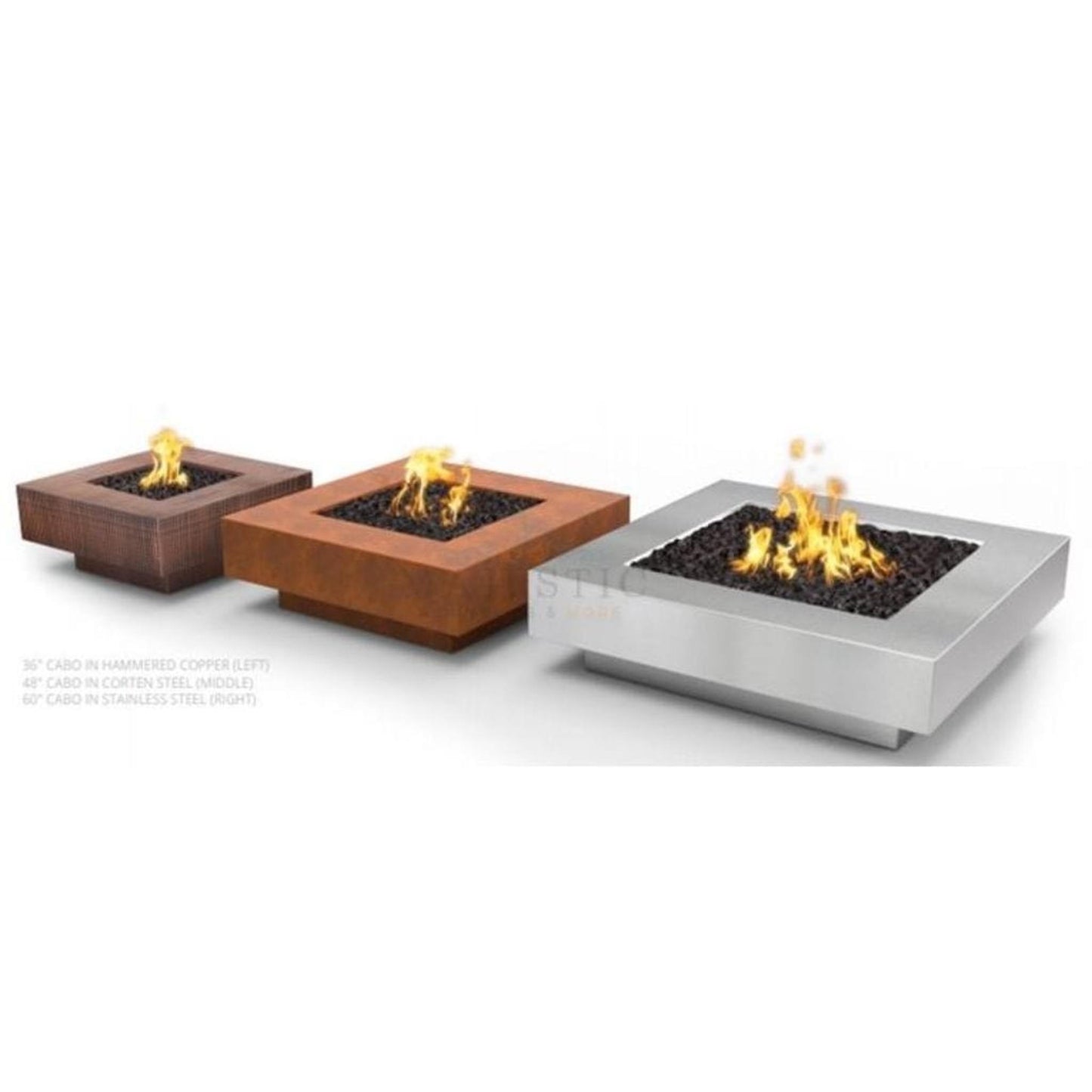 The Outdoor Plus 48" Cabo Copper & Corten Steel & Stainless Steel Square Fire Pit