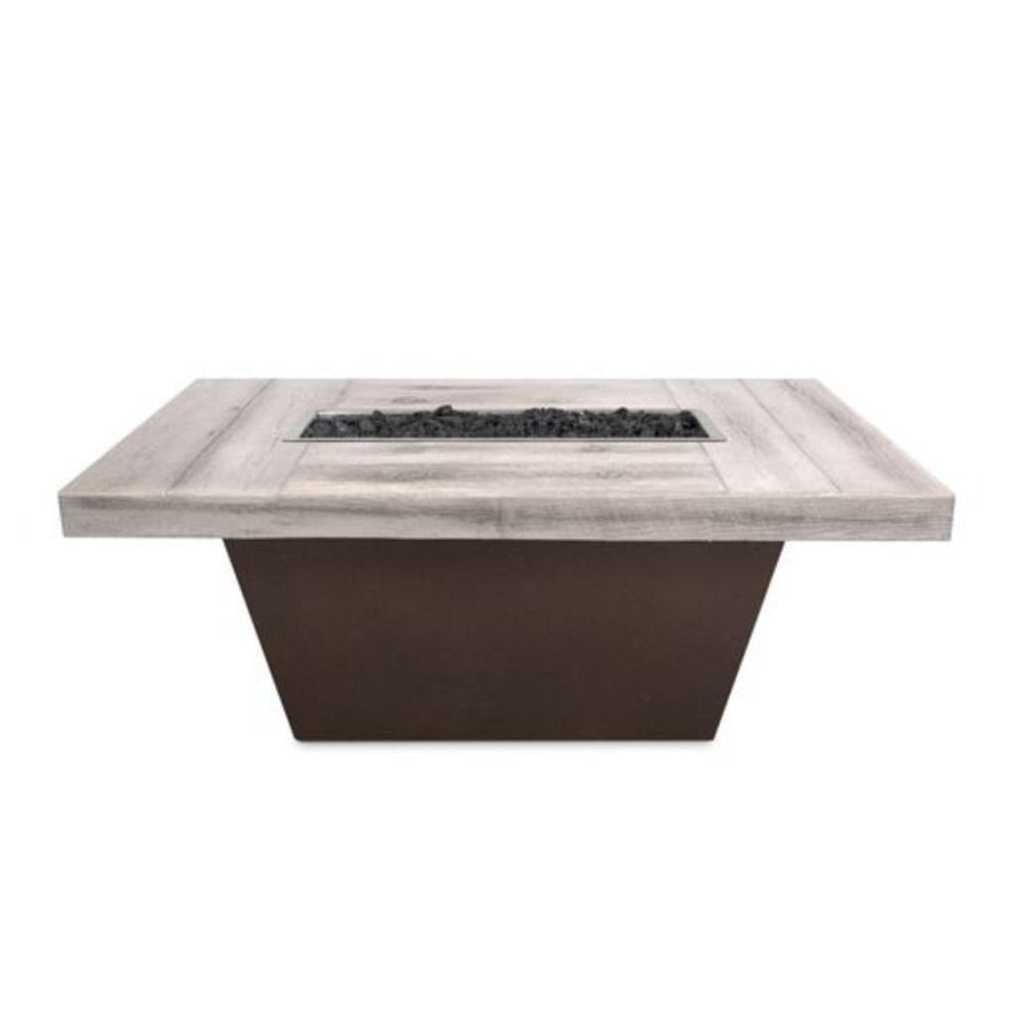 The Outdoor Plus 48" Tacoma Wood Grain Concrete Top Rectangle Fire Pit Table - 12V Electronic
