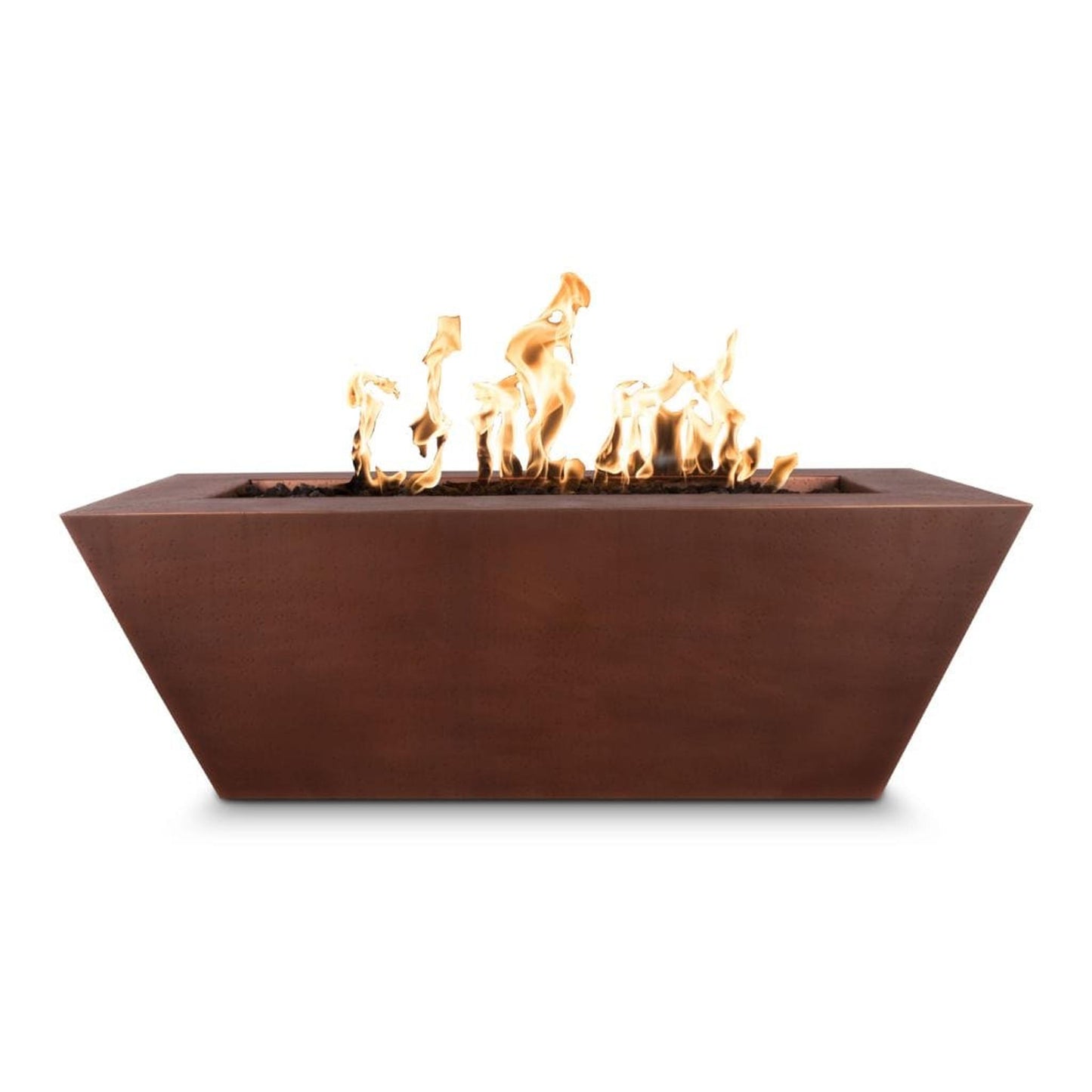 The Outdoor Plus 84" Mesa Copper & Corten Steel & Stainless Steel Rectangle Fire Pit Table