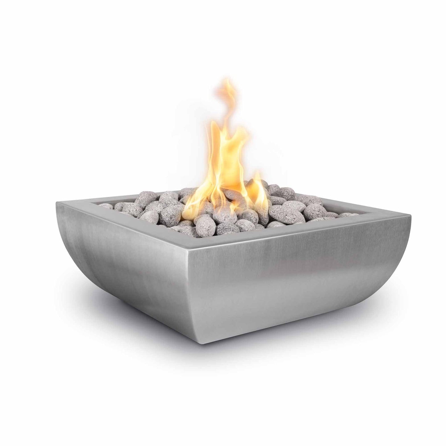 The Outdoor Plus Avalon 30" Silver Vein Powder Coated Metal Liquid Propane Fire Bowl with 12V Electronic Ignition