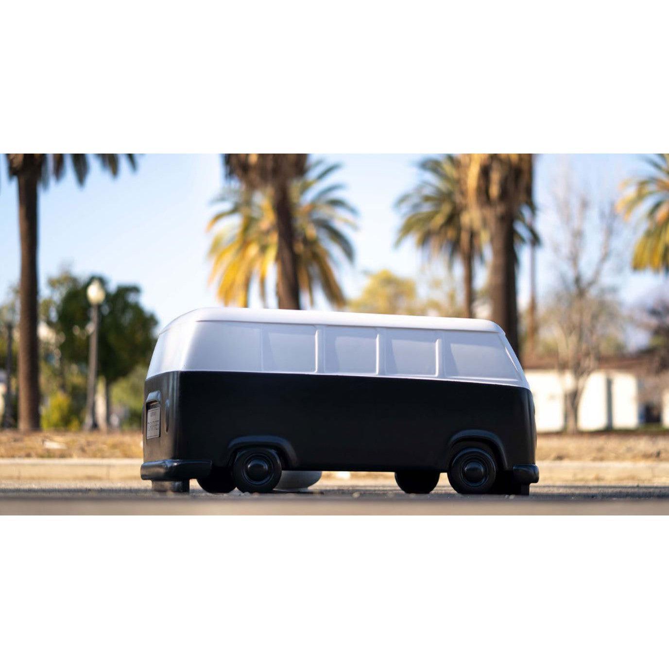 The Outdoor Plus Classic Bus 48" Black & White GFRC Concrete Liquid Propane Fire Pit with 110V Electronic Ignition