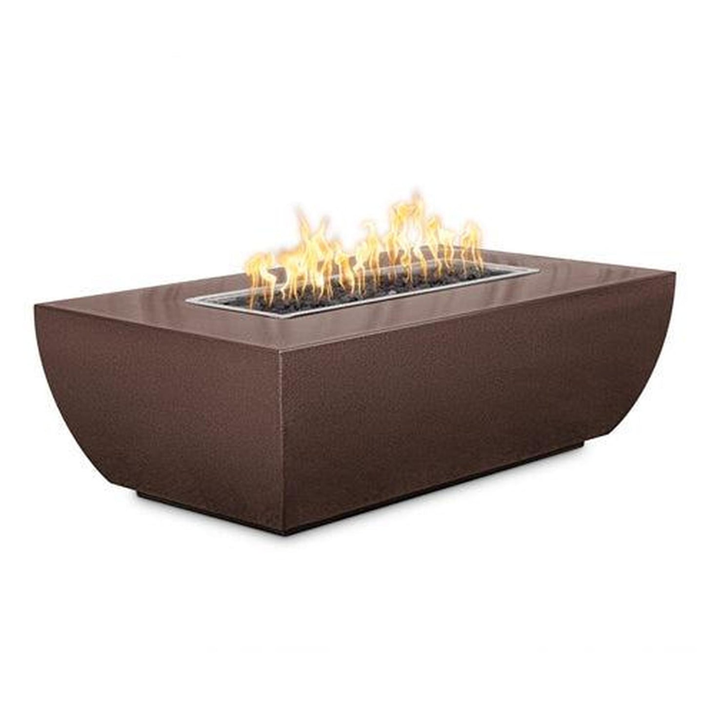 The Outdoor Plus Linear Avalon 60" Copper Vein Powder Coated Metal Natural Gas Fire Pit - 15" Tall with 110V Electronic Ignition