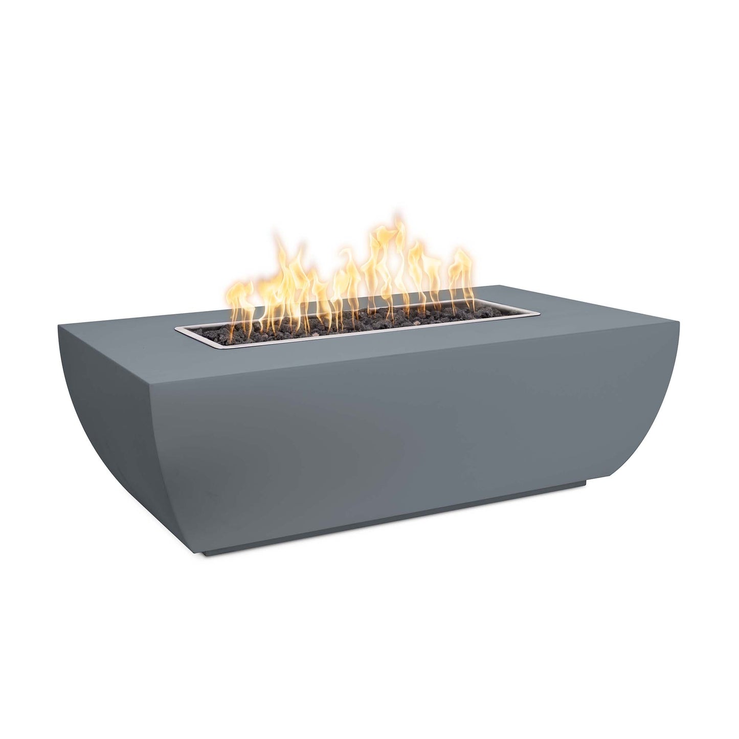 The Outdoor Plus Linear Avalon 60" Gray Powder Coated Metal Natural Gas Fire Pit - 15" Tall with Flame Sense with Spark Ignition