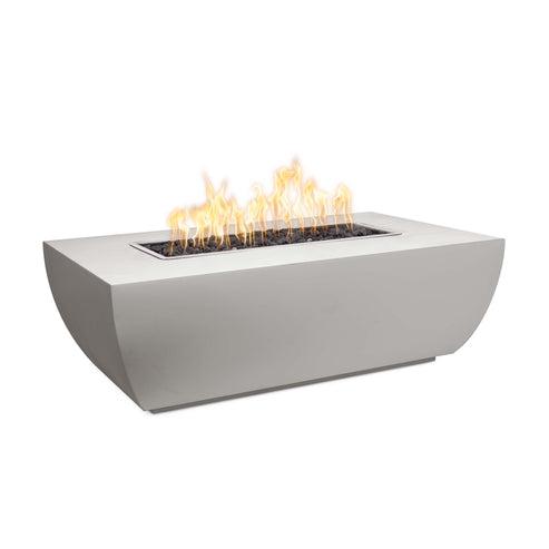 The Outdoor Plus Linear Avalon 60" Pewter Powder Coated Metal Liquid Propane Fire Pit - 15" Tall with 12V Electronic Ignition