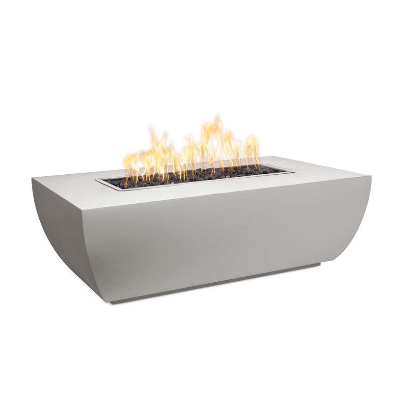 The Outdoor Plus Linear Avalon 72" Pewter Powder Coated Metal Liquid Propane Fire Pit - 15" Tall with Match Lit Ignition