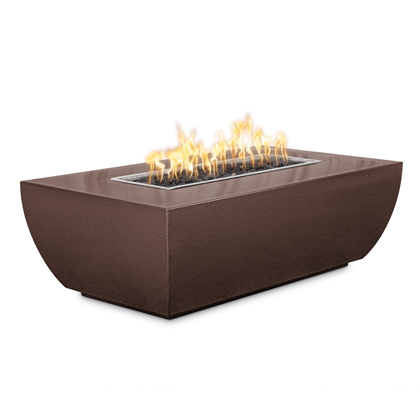 The Outdoor Plus Linear Avalon 84" Copper Vein Powder Coated Metal Natural Gas Fire Pit - 24" Tall with 110V Electronic Ignition