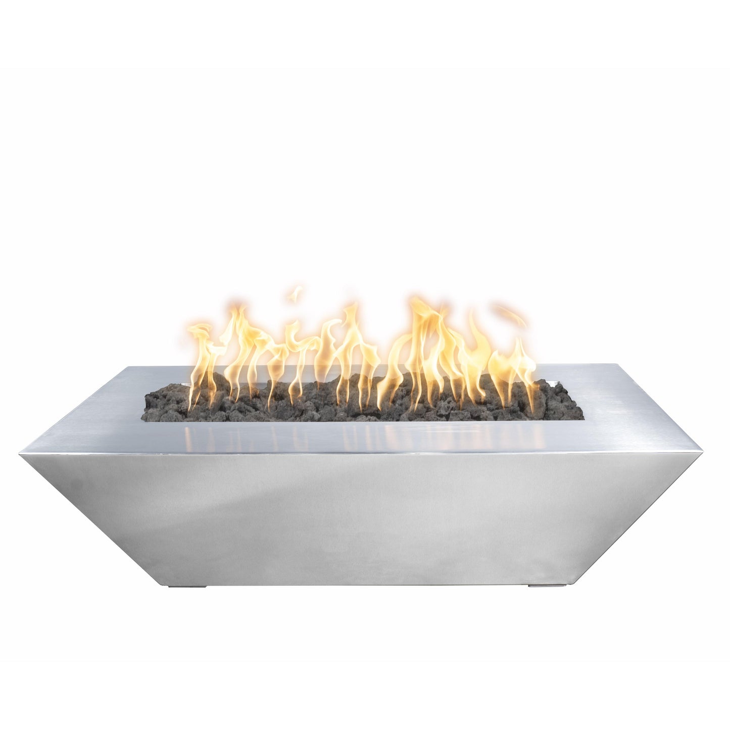 The Outdoor Plus Linear Maya 48" Stainless Steel Liquid Propane Fire Bowl with Match Lit Ignition
