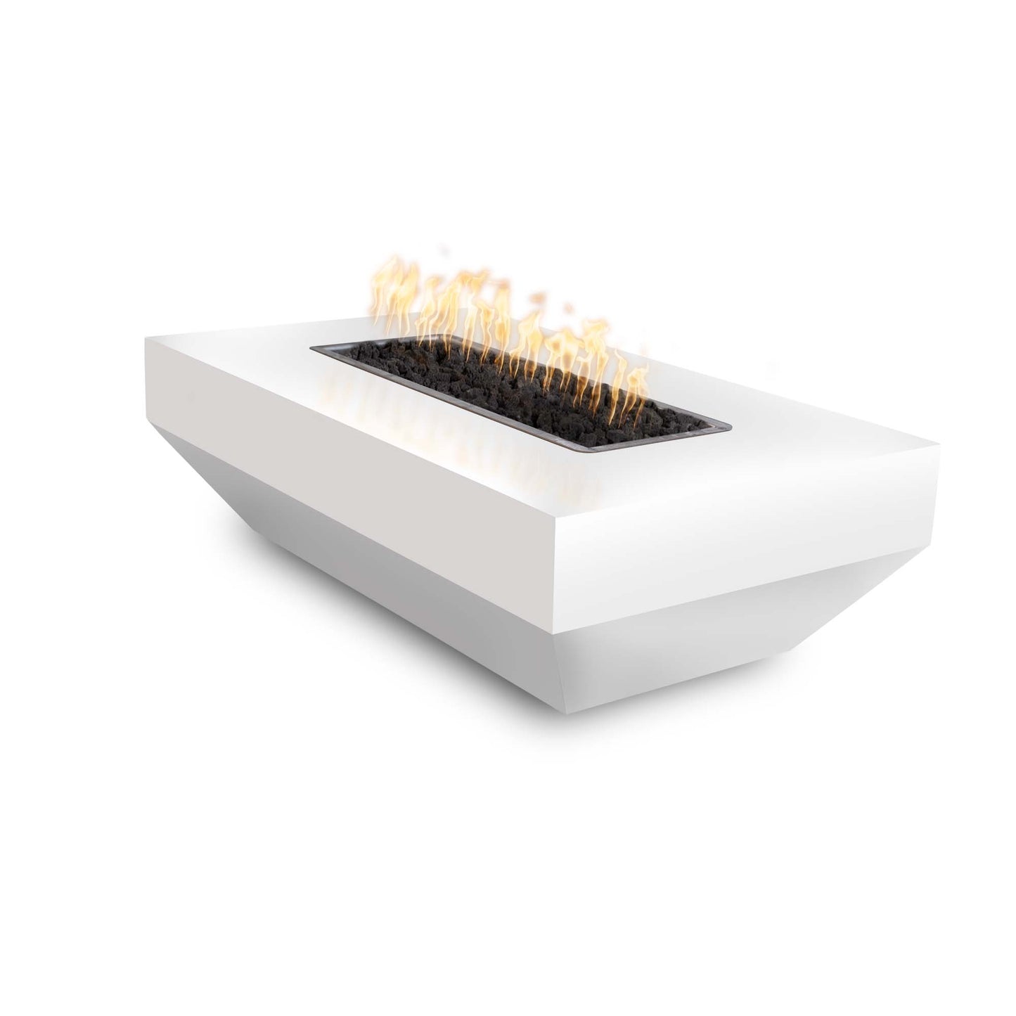 The Outdoor Plus Rectangular Moderno 48" White Powder Coated Metal Natural Gas Fire Pit with Match Lit Ignition