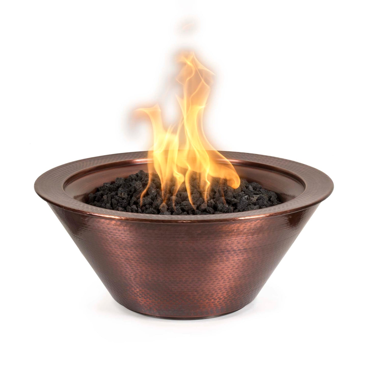 The Outdoor Plus Round Cazo 24" Copper Natural Gas Fire Bowl with Match Lit with Flame Sense Ignition
