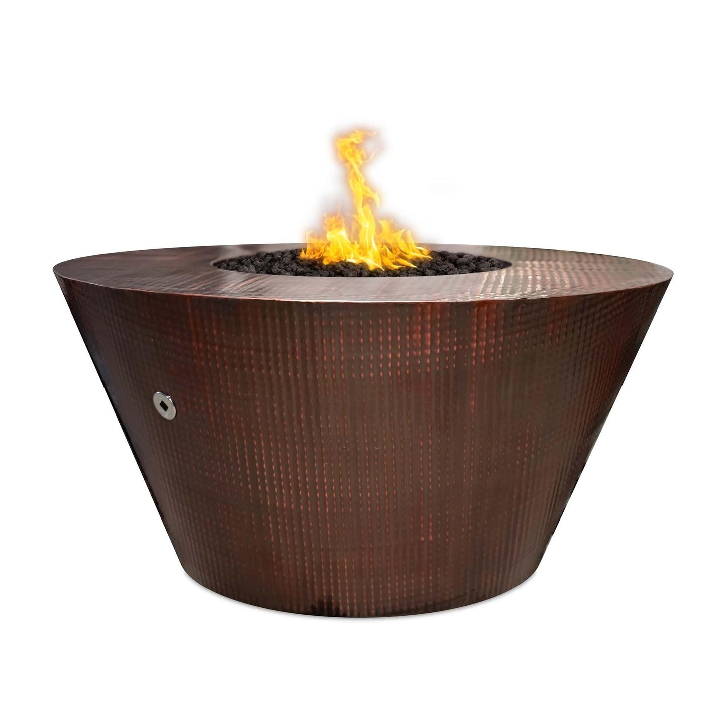 The Outdoor Plus Round Martillo 48" Silver Vein Powder Coated Metal Natural Gas Fire Pit with 12V Electronic Ignition