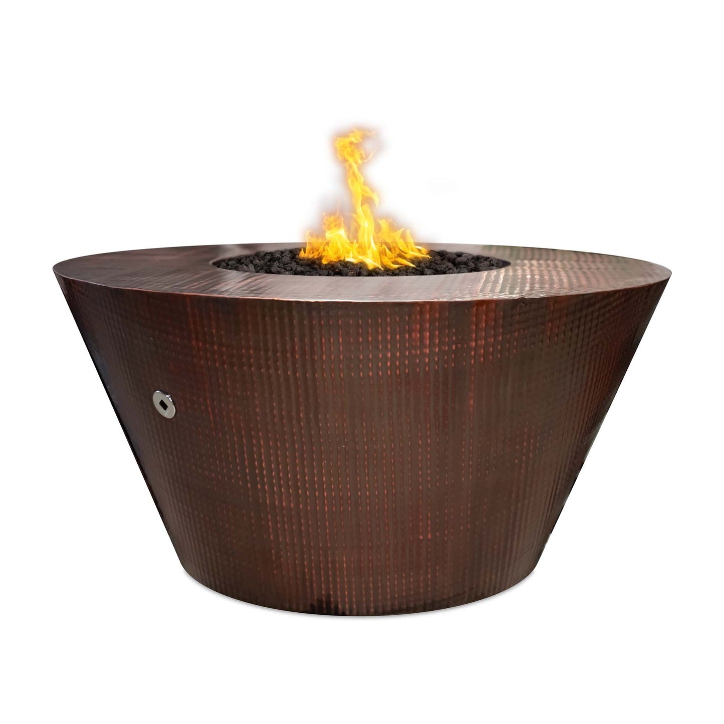The Outdoor Plus Round Martillo 48" White Powder Coated Metal Liquid Propane Fire Pit with 110V Electronic Ignition