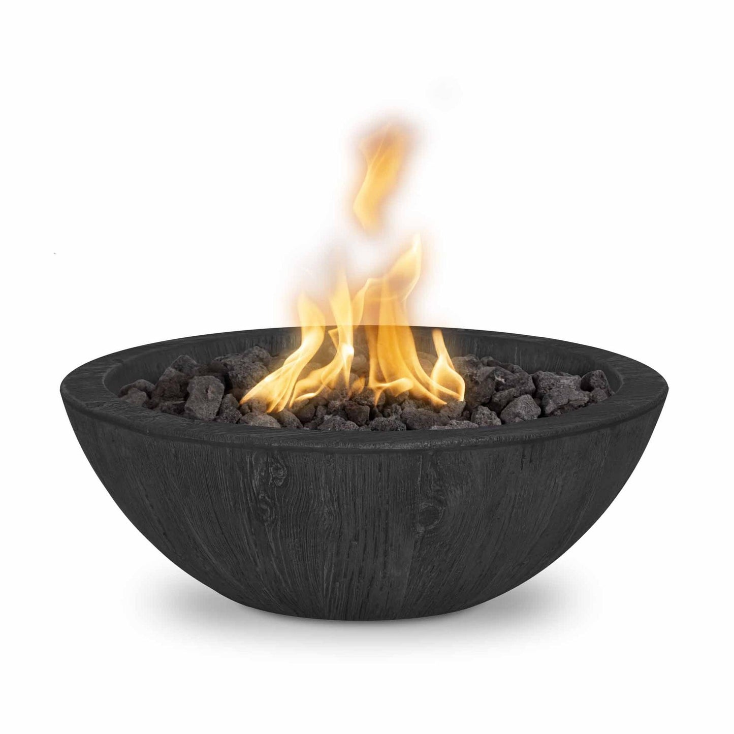 The Outdoor Plus Round Sedona 27" Copper Vein Powder Coated Metal Natural Gas Fire Bowl with Match Lit with Flame Sense Ignition