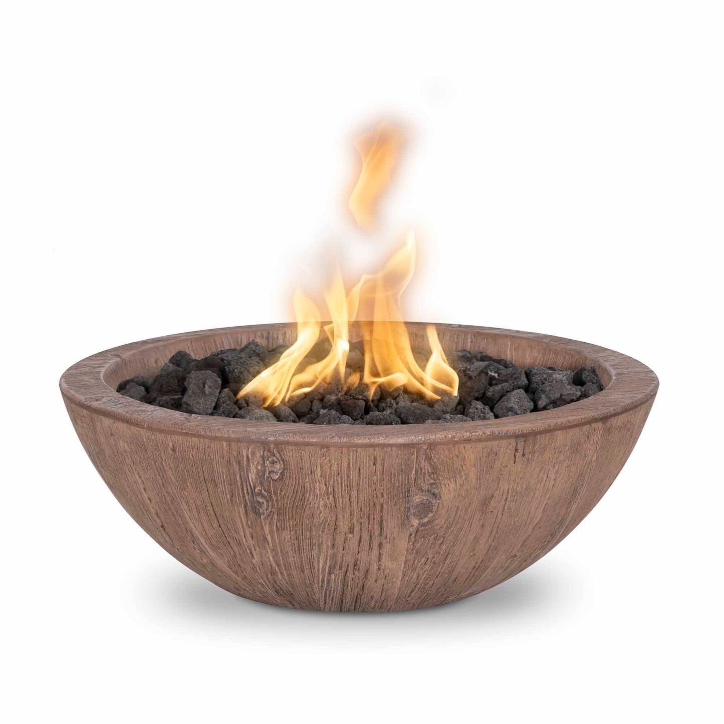 The Outdoor Plus Round Sedona 27" Java Powder Coated Metal Natural Gas Fire Bowl with Match Lit with Flame Sense Ignition