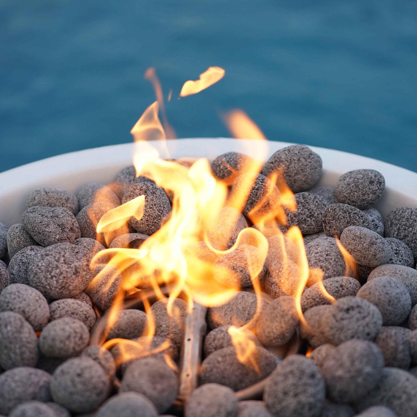The Outdoor Plus Round Sedona 27" Metallic Copper GFRC Concrete Natural Gas Fire Bowl with Match Lit with Flame Sense Ignition