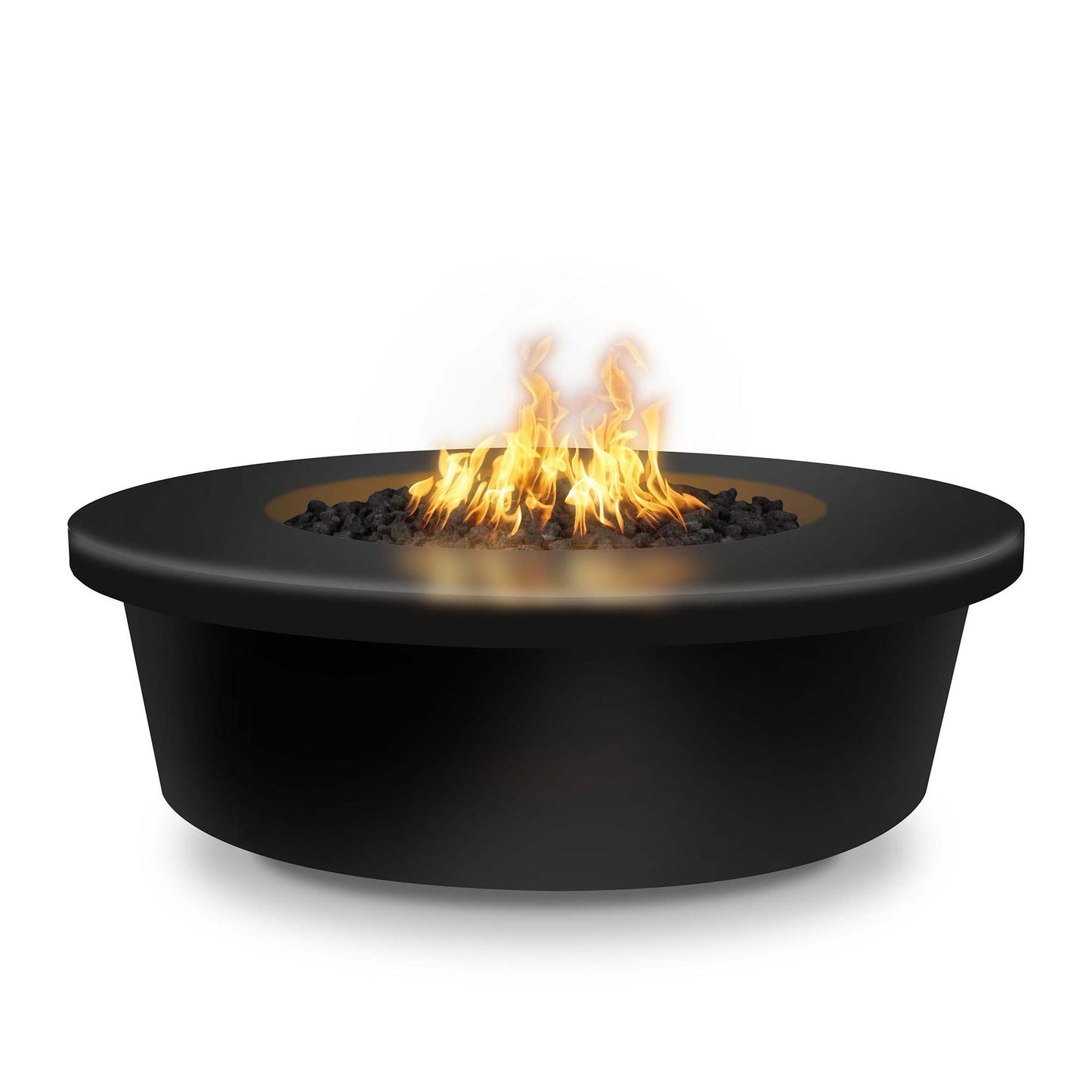 The Outdoor Plus Round Tempe 48" Java Powder Coated Metal Liquid Propane Fire Pit with Match Lit Ignition