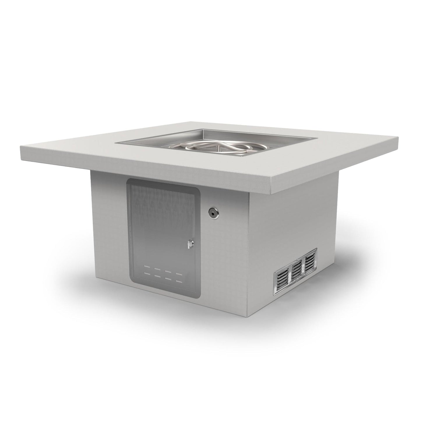The Outdoor Plus Square 48" Hardieboard & Steel Frame Natural Gas Ready to Finish Fire Table with Door & Flame Sense with Spark Ignition