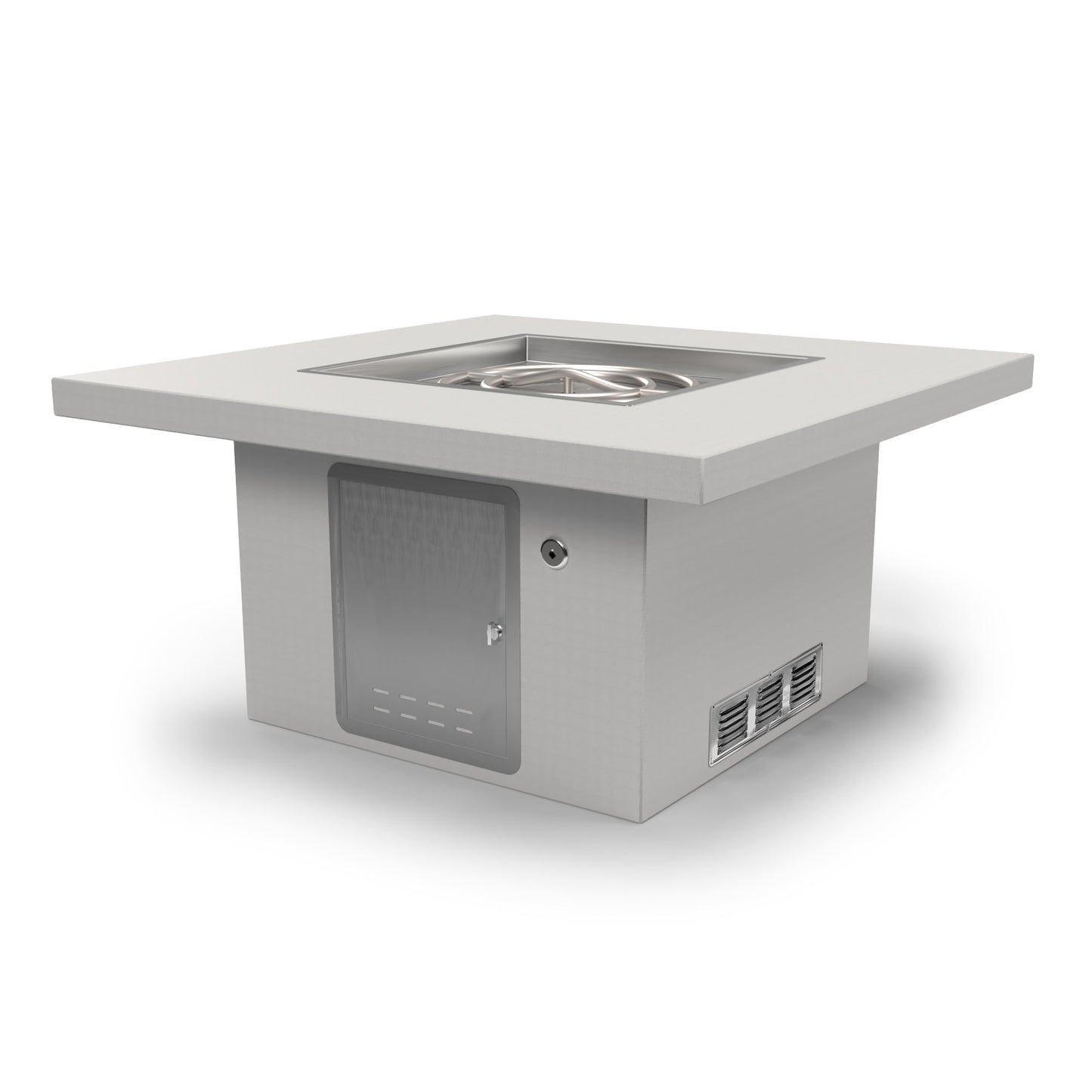 The Outdoor Plus Square 60" Hardieboard & Steel Frame Natural Gas Ready to Finish Fire Table with Door & Match Lit with Flame Sense Ignition