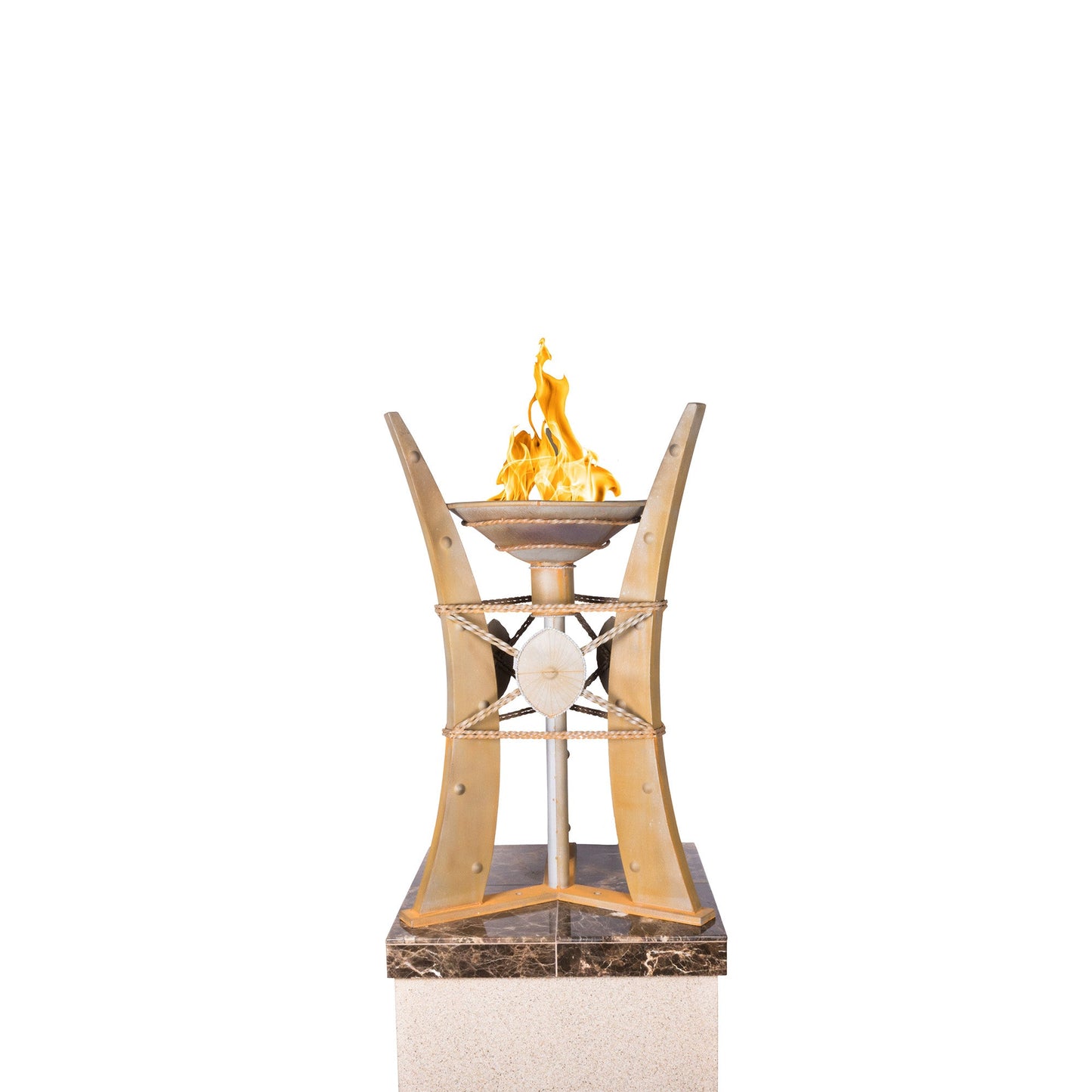 The Outdoor Plus Square Bastille 22" Corten Steel Natural Gas Column Ornament