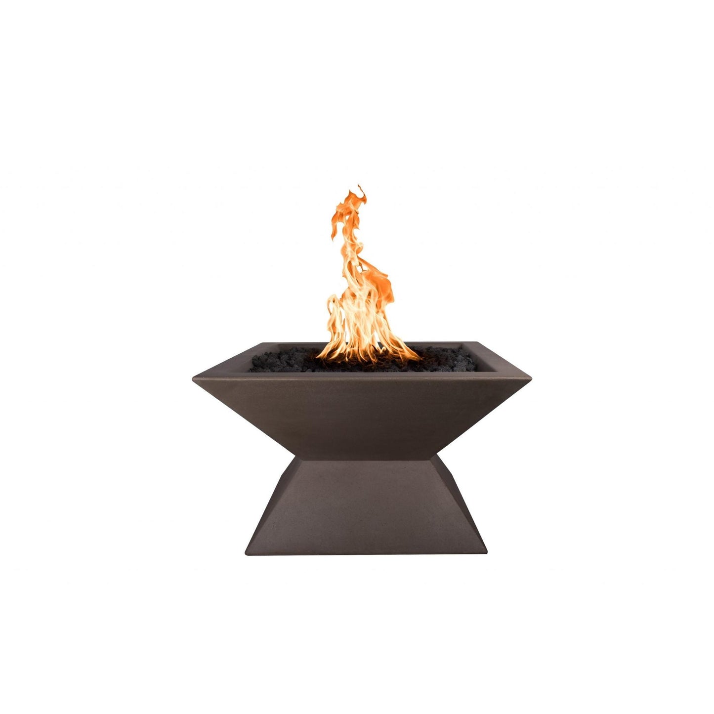 The Outdoor Plus Square Uxmal 30" Rustic White GFRC Concrete Natural Gas Fire Pit with Match Lit with Flame Sense Ignition