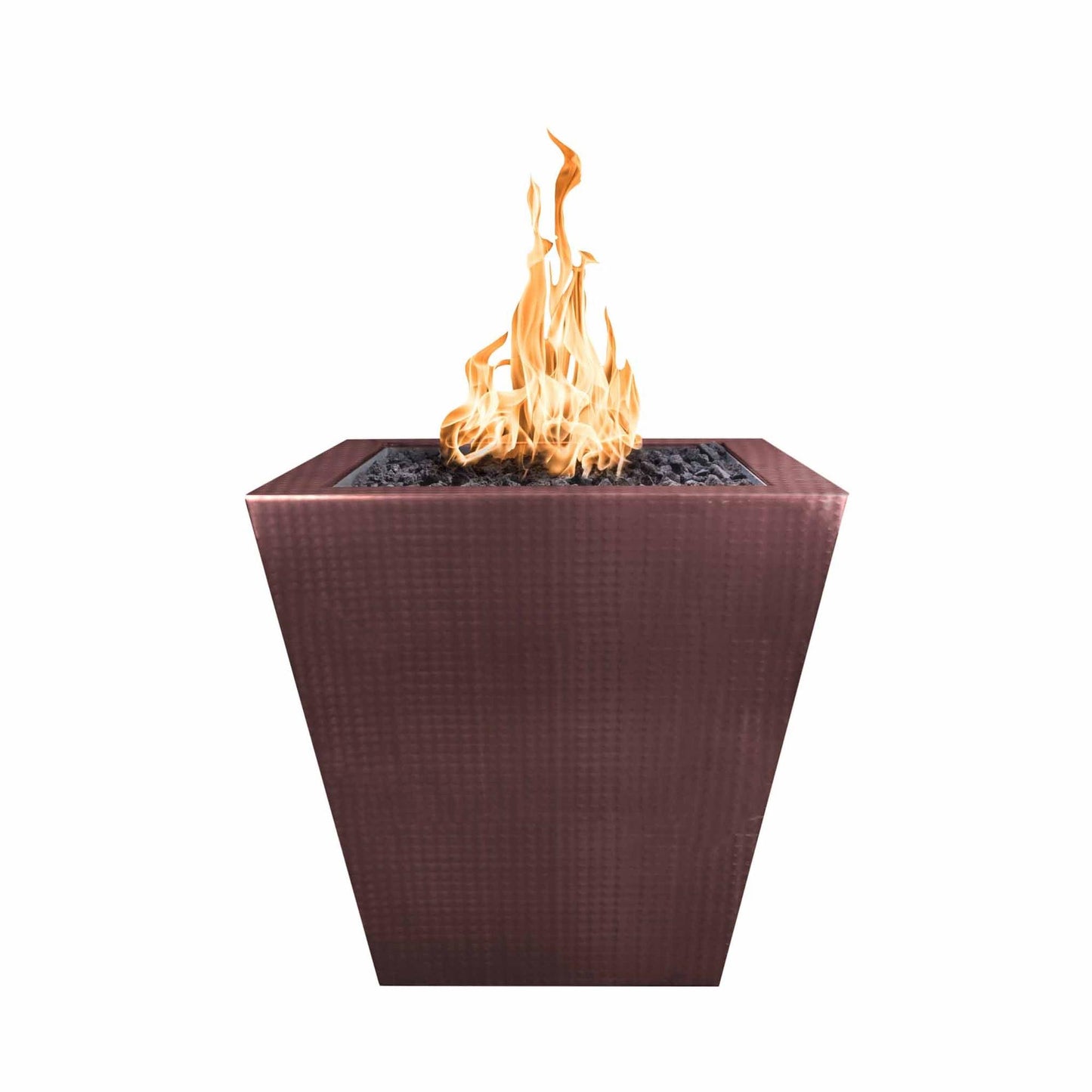 The Outdoor Plus Square Vista 24" Corten Steel Natural Gas Fire Pit with 110V Electronic Ignition