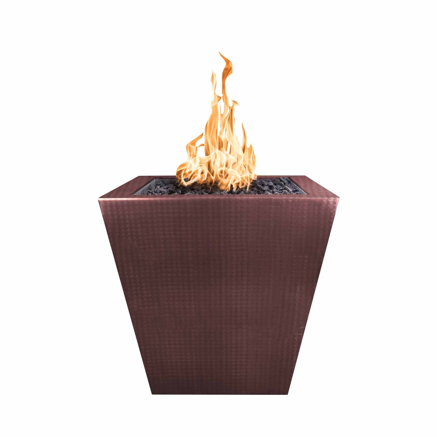 The Outdoor Plus Square Vista 24" Gray Powder Coated Metal Liquid Propane Fire Pit with Flame Sense with Spark Ignition