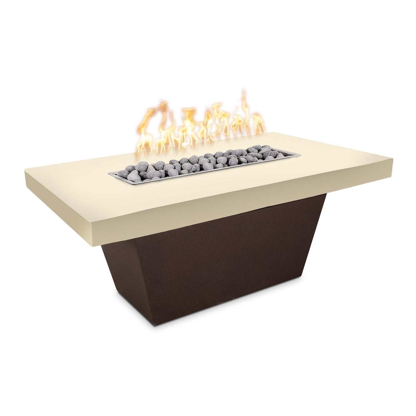 The Outdoor Plus Tacoma 48" Rustic Coffee Concrete Top & Java Powder Coated Base Natural Gas Fire Table with Match Lit Ignition