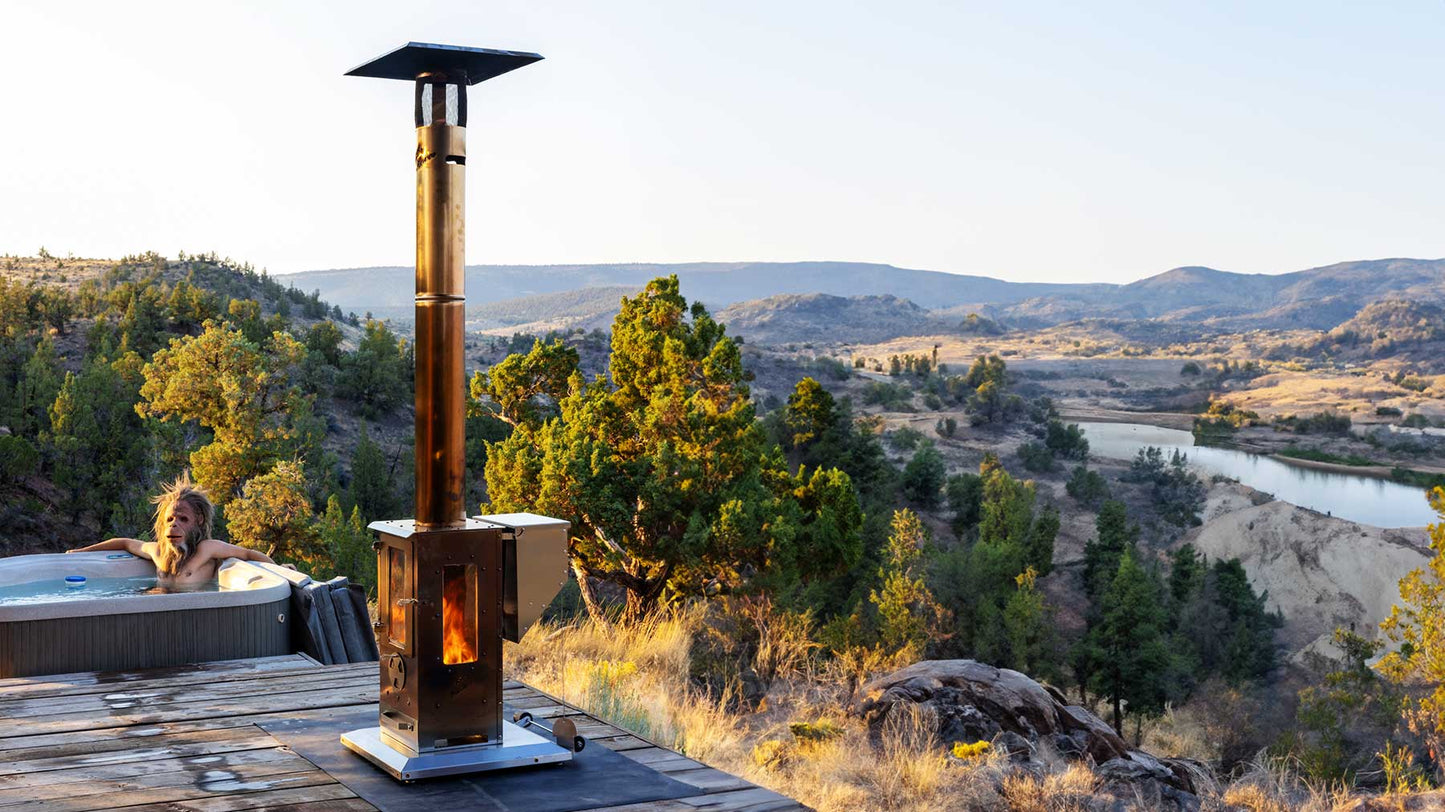 Timber Stoves Big Timber 84" Stainless Steel Wood Pellet Patio Heater
