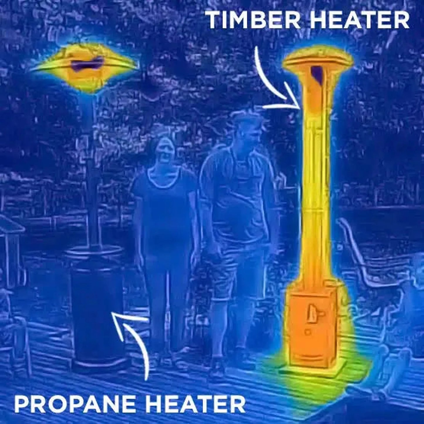 Timber Stoves Lil' Timber Elite 84" Stainless Steel Wood Pellet Patio Heater With Safety Cage