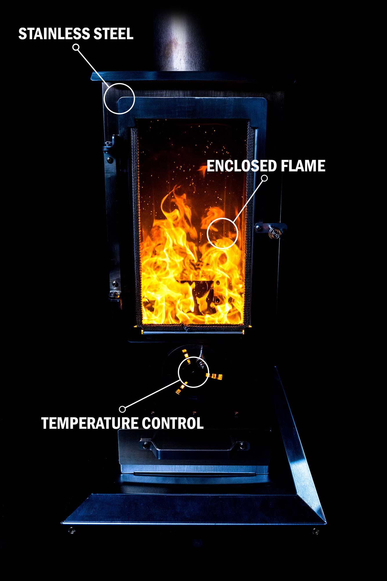 Timber Stoves Revere Elite 84" Stainless Steel Wood Pellet Patio Heater With Safety Cage