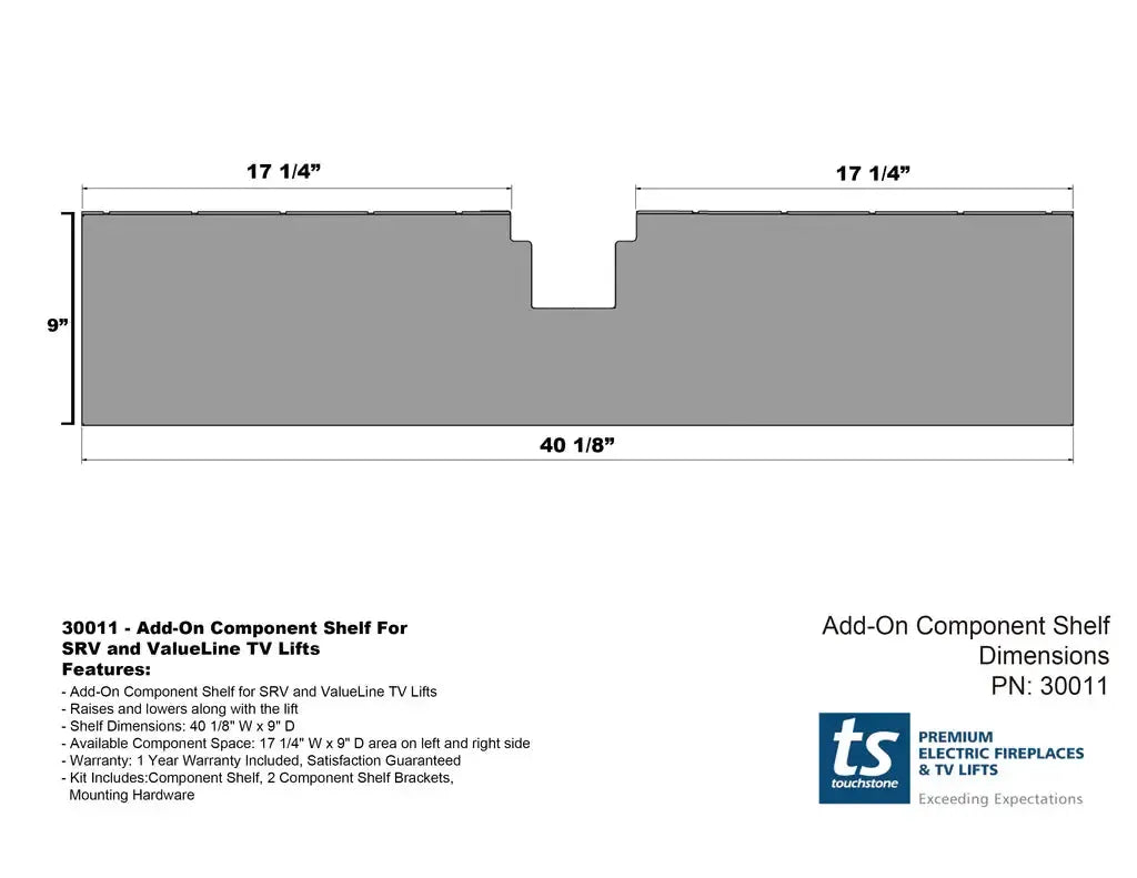 Touchstone 30011 SRV/ValueLine Add-On Component Shelf