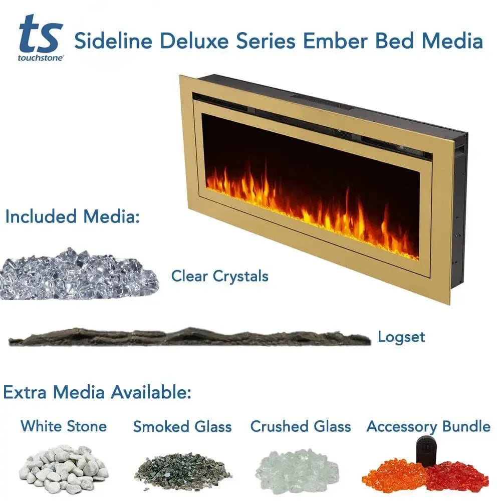 Touchstone Sideline Deluxe 60" Gold Recessed Smart Electric Fireplace