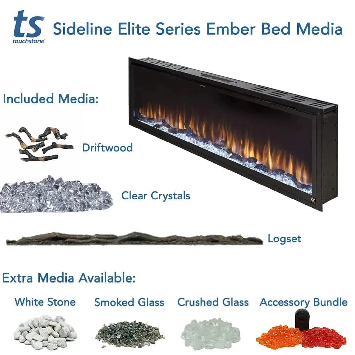 Touchstone Sideline Elite Outdoor 60" Weatherproof Smart WiFi Enabled Electric Fireplace - No Heat (Alexa/Google Compatible)