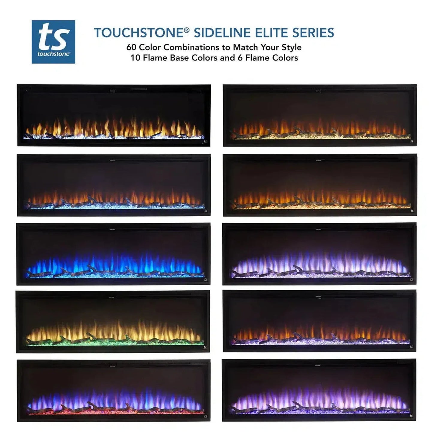 Touchstone Sideline Elite Smart 84" WiFi-Enabled Recessed Electric Fireplace (Alexa/Google Compatible)