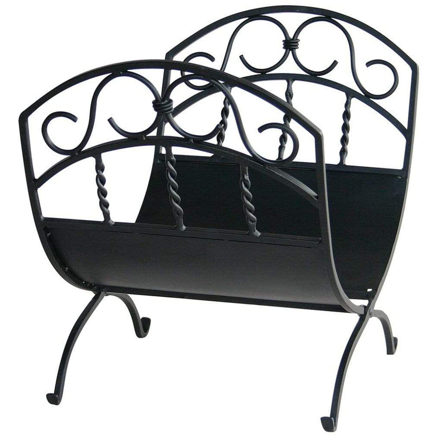UniFlame 21" W-1035 Black Wrought Iron Log Rack w/ Scrolls