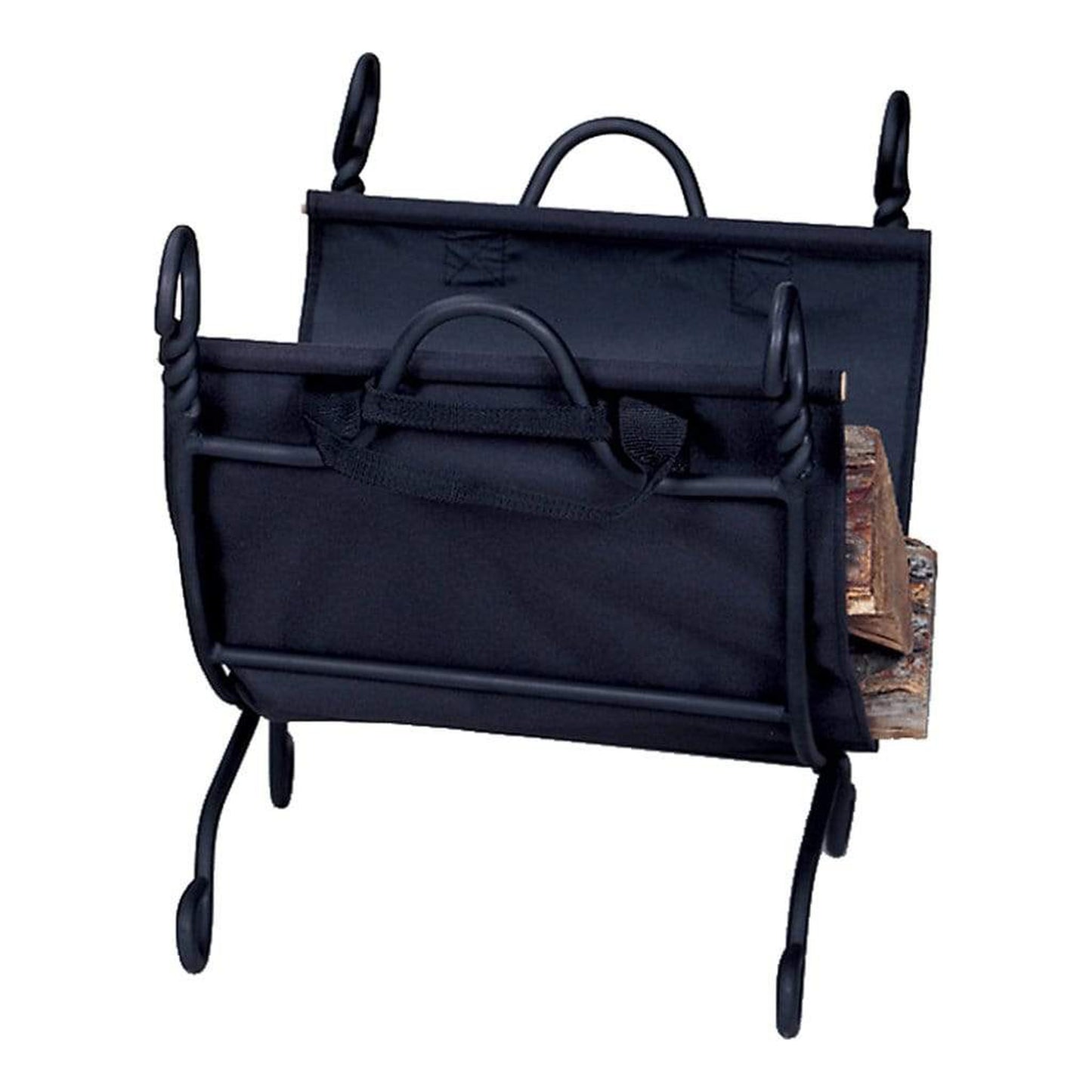 UniFlame 21" W-1125 Ring Swirl Black Log Rack w/ Canvas Carrier