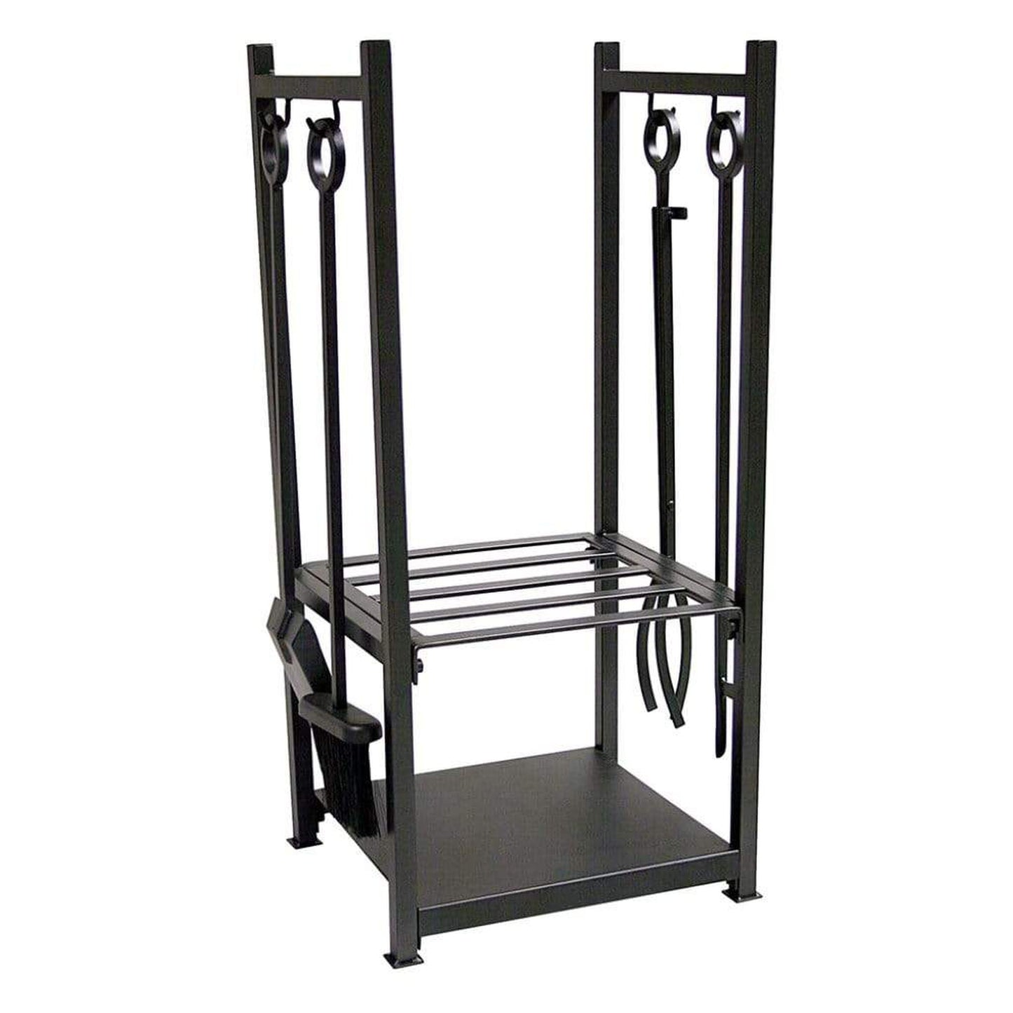 UniFlame 30" W-1052 Black Wrought Iron Log Rack w/ Fire Tools