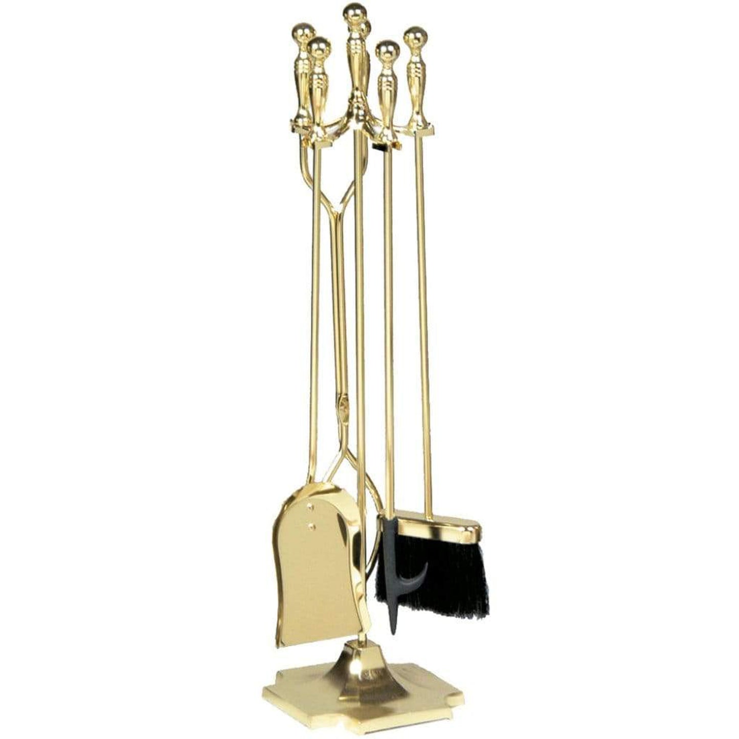 UniFlame 31" T51030PB 5-Piece Polished Brass Fireset w/ Ball Handles