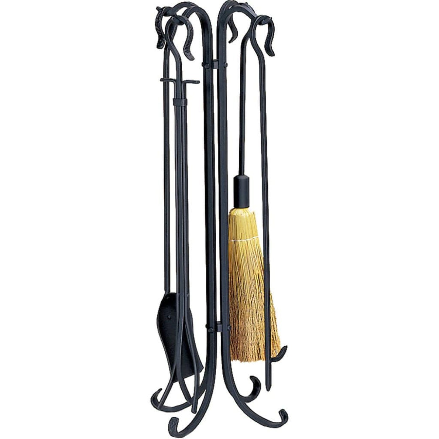 UniFlame 32" F-1128 5-Piece Black Heavy Weight Rustic Fireset w/ Crook Handles