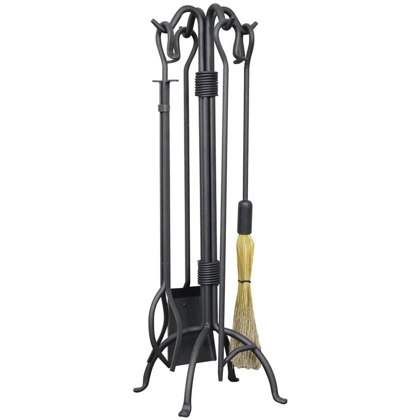 UniFlame 33" F-1155 5-Piece Olde World Iron Fireset w/ Crook Handles