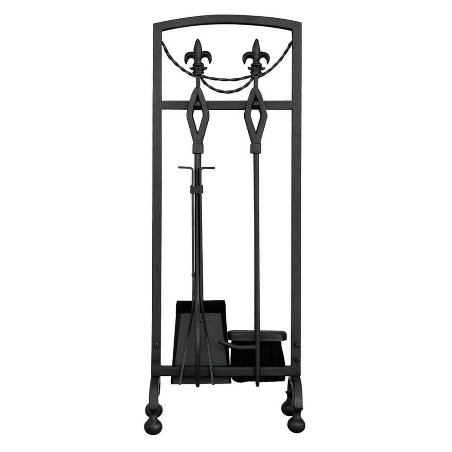 UniFlame 34" F-1452 5-Piece Olde World Iron Fleur-de-Lis Fireset