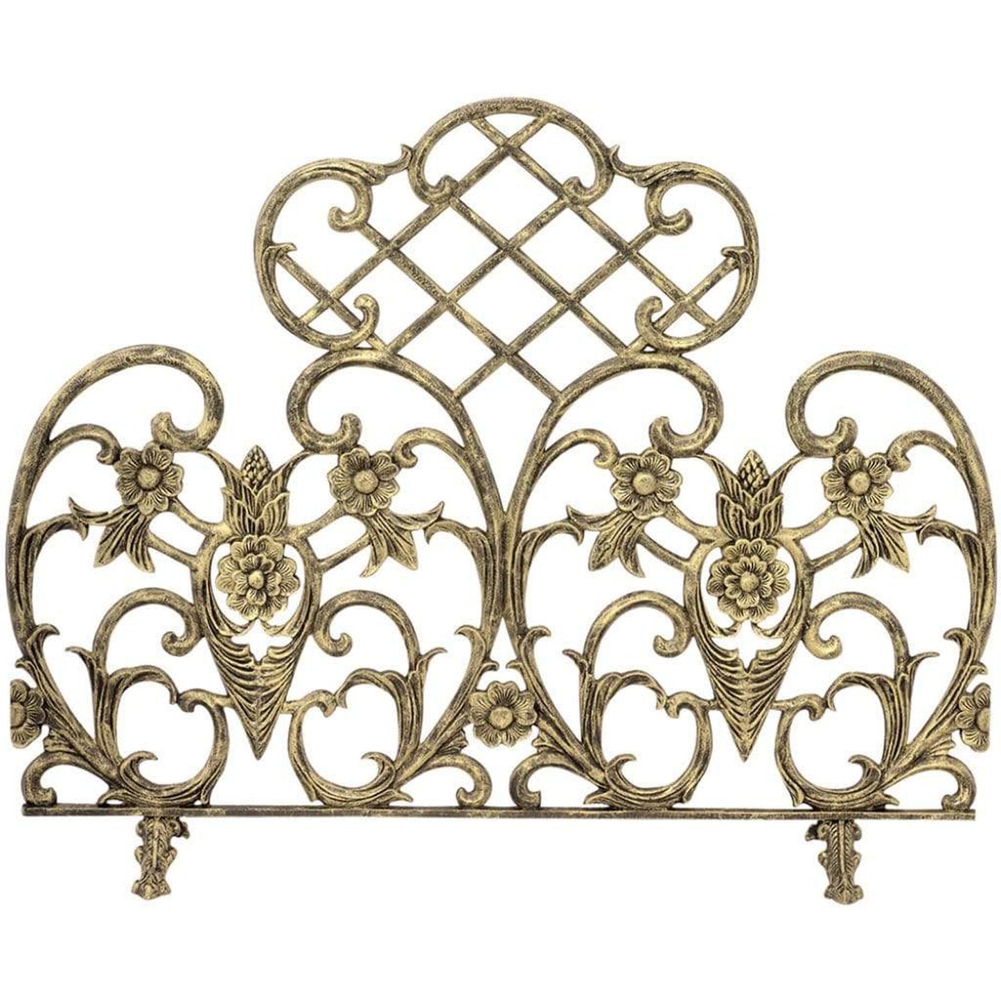 UniFlame 42" S-5502 Single Panel Antique Gold Cast Aluminum Screen