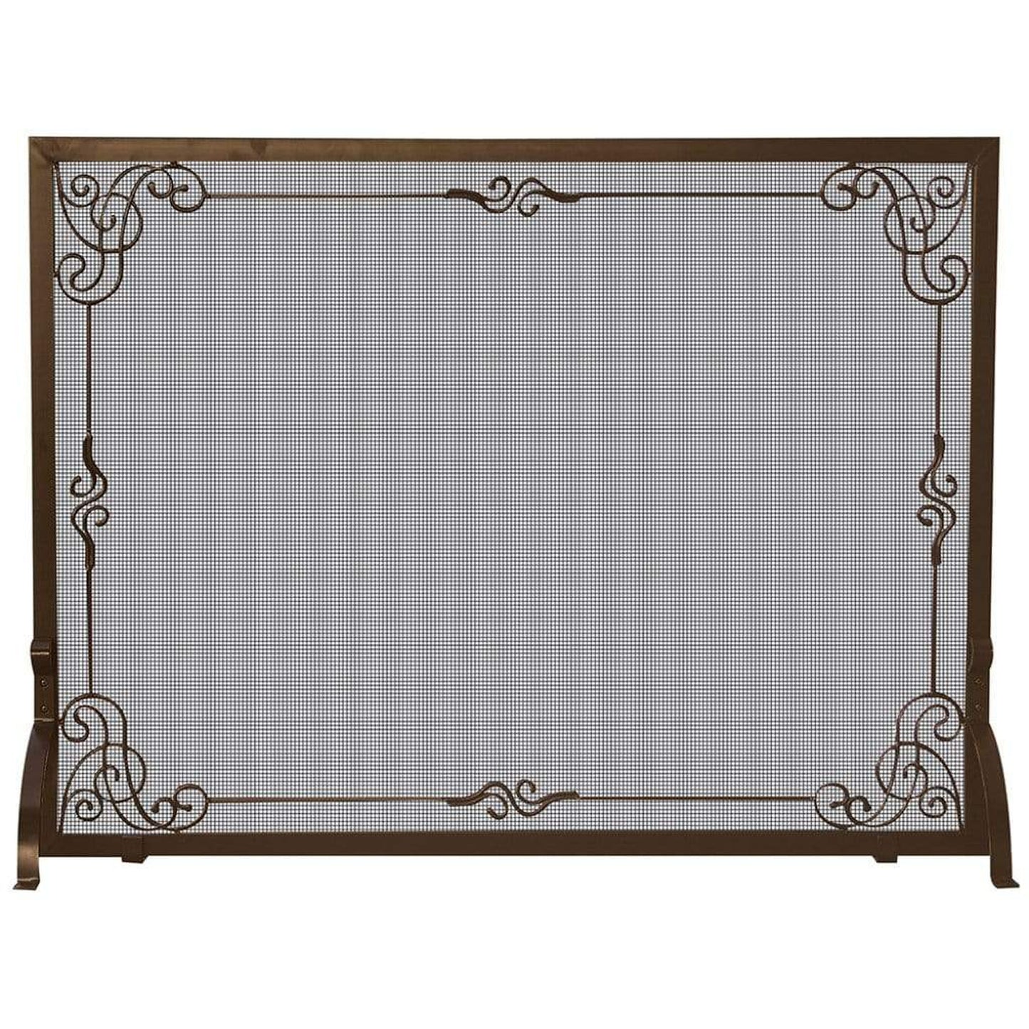 UniFlame 44" S-1615 Single Panel Bronze Screen w/ Decorative Scroll