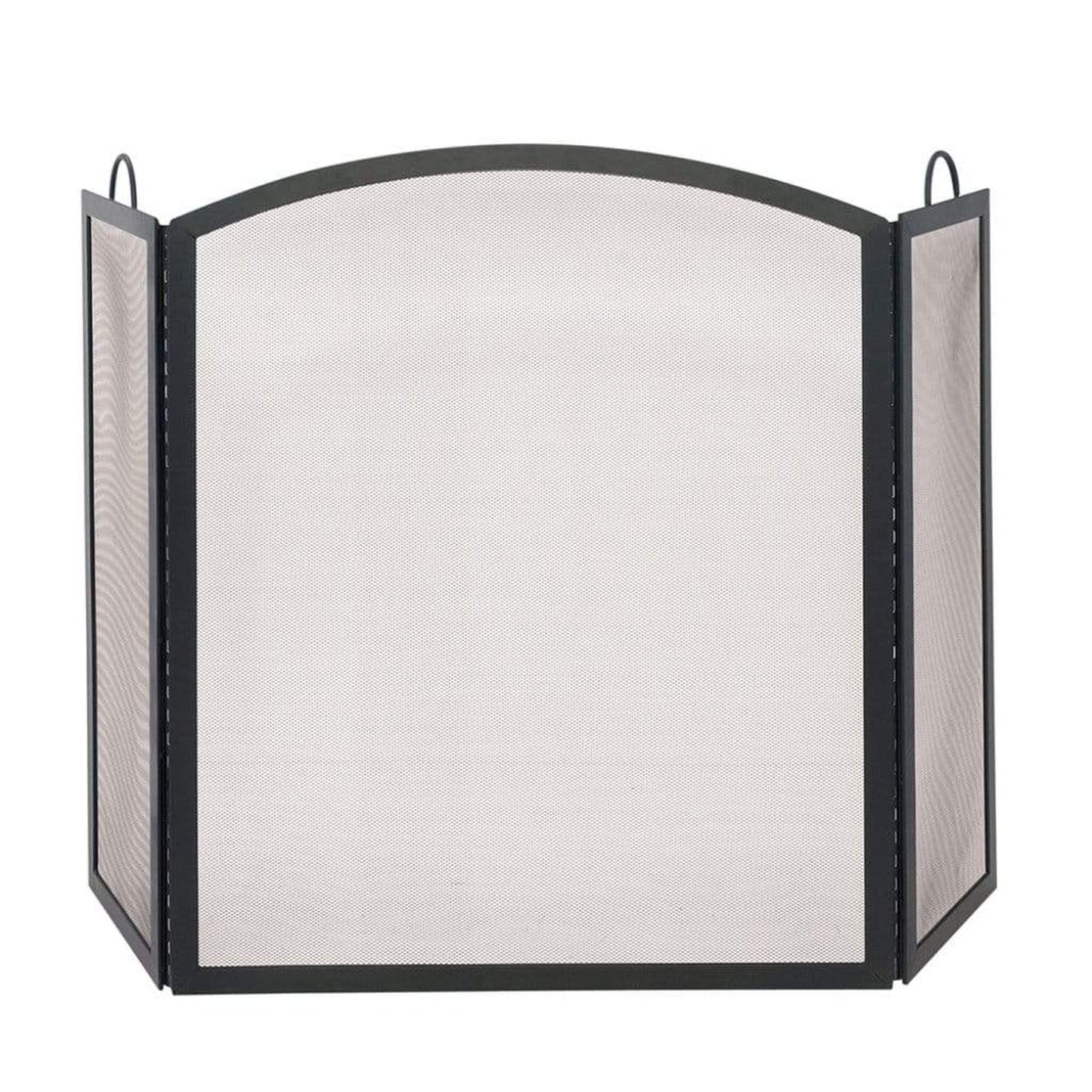 UniFlame 51" S-1506 Medium 3 Fold Black Wrought Iron Arch Top Screen