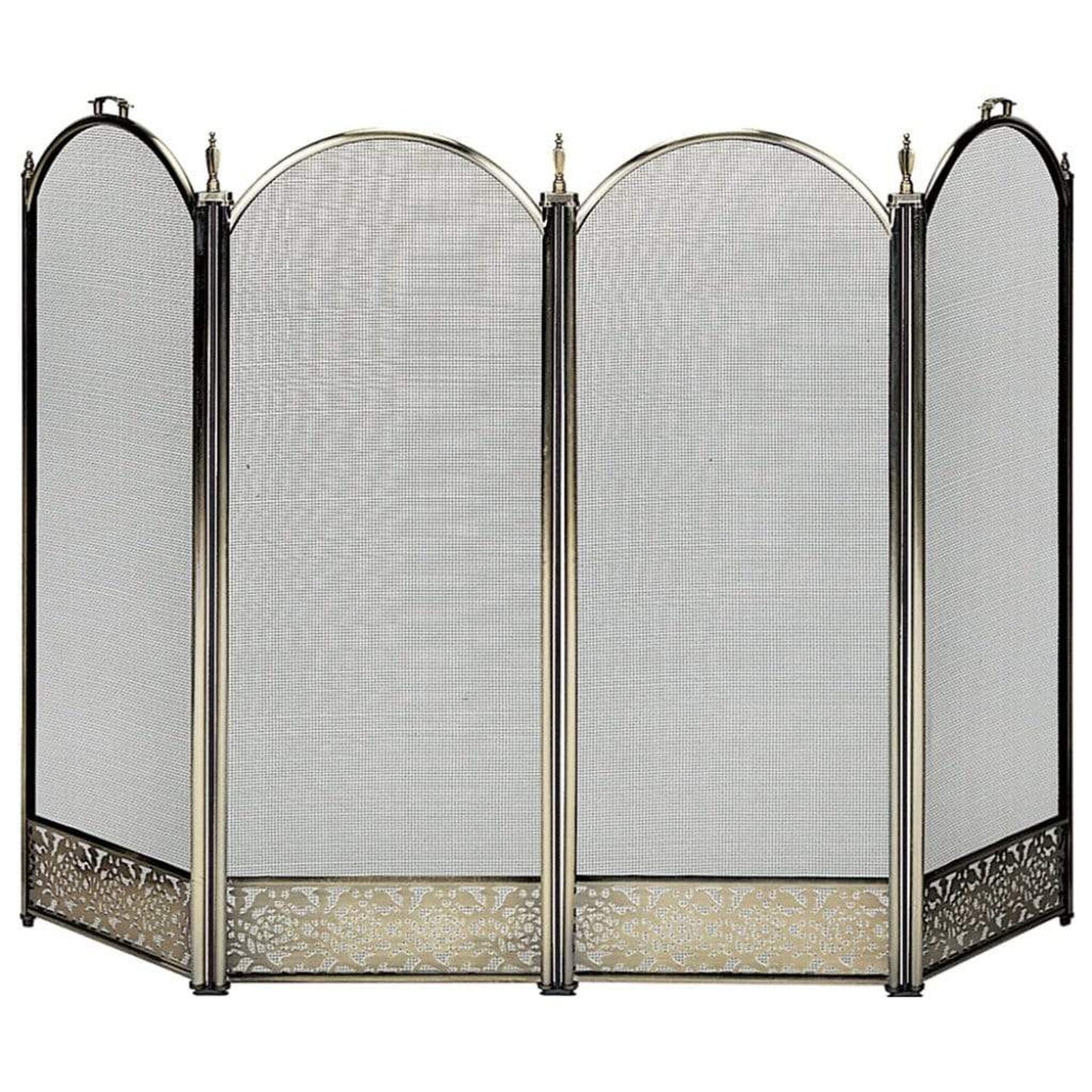 UniFlame 52" S-4645 4 Fold Antique Brass Screen w/ Decorative Filigree