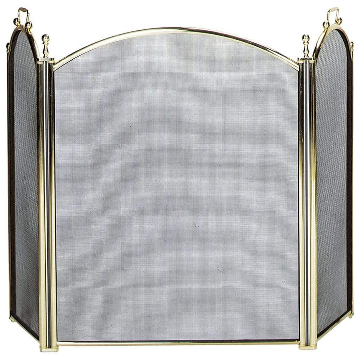 UniFlame 54" S-2730 3 Fold Large Polished Brass Screen w/ Woven Mesh