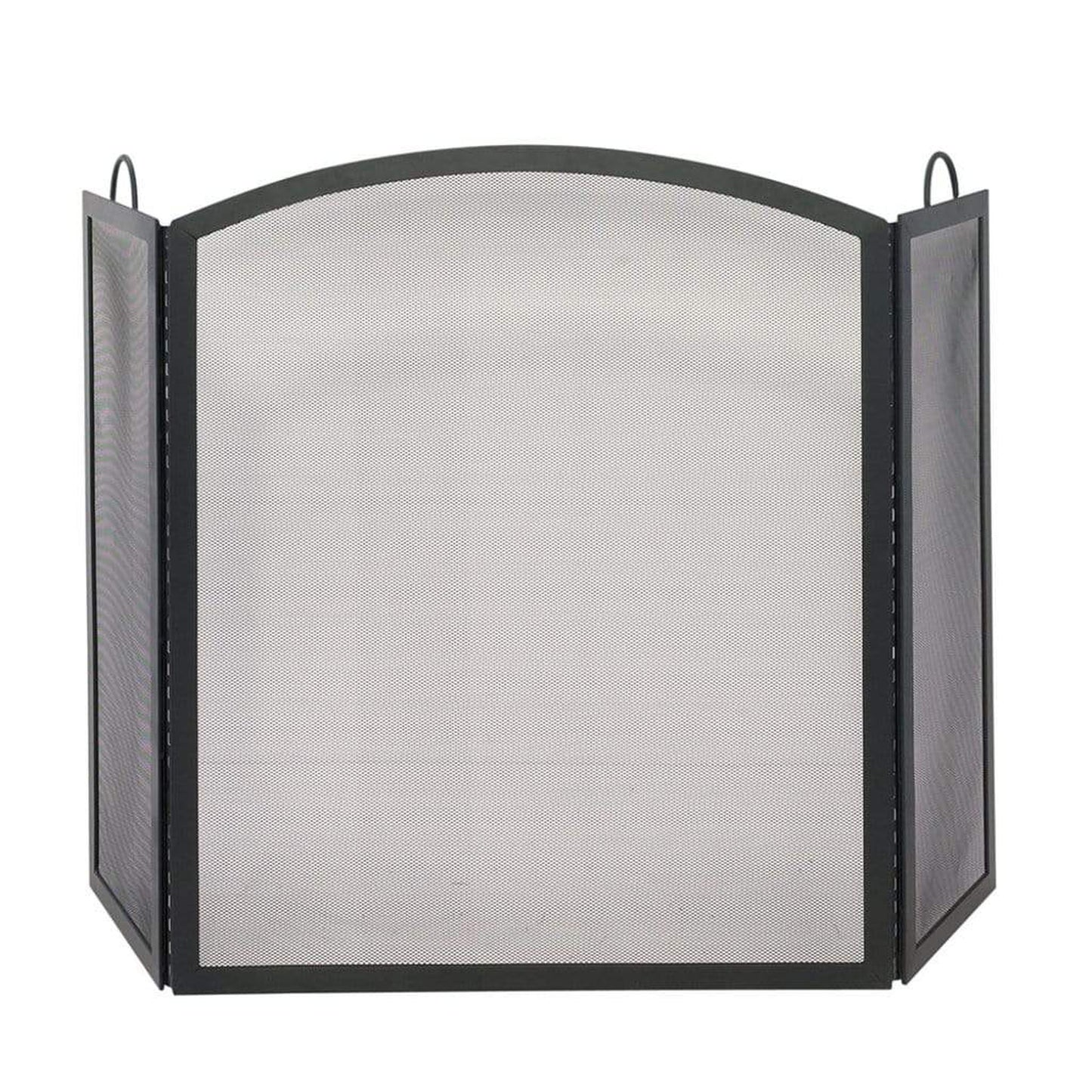 UniFlame 56" S-1507 Large 3 Fold Black Wrought Iron Arch Top Screen