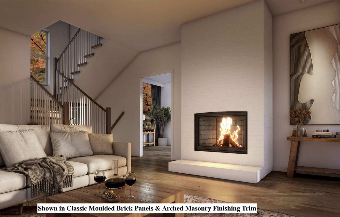Valcourt Black Arched Masonry Trim Kit for Frontenac Decorative Wood Fireplace