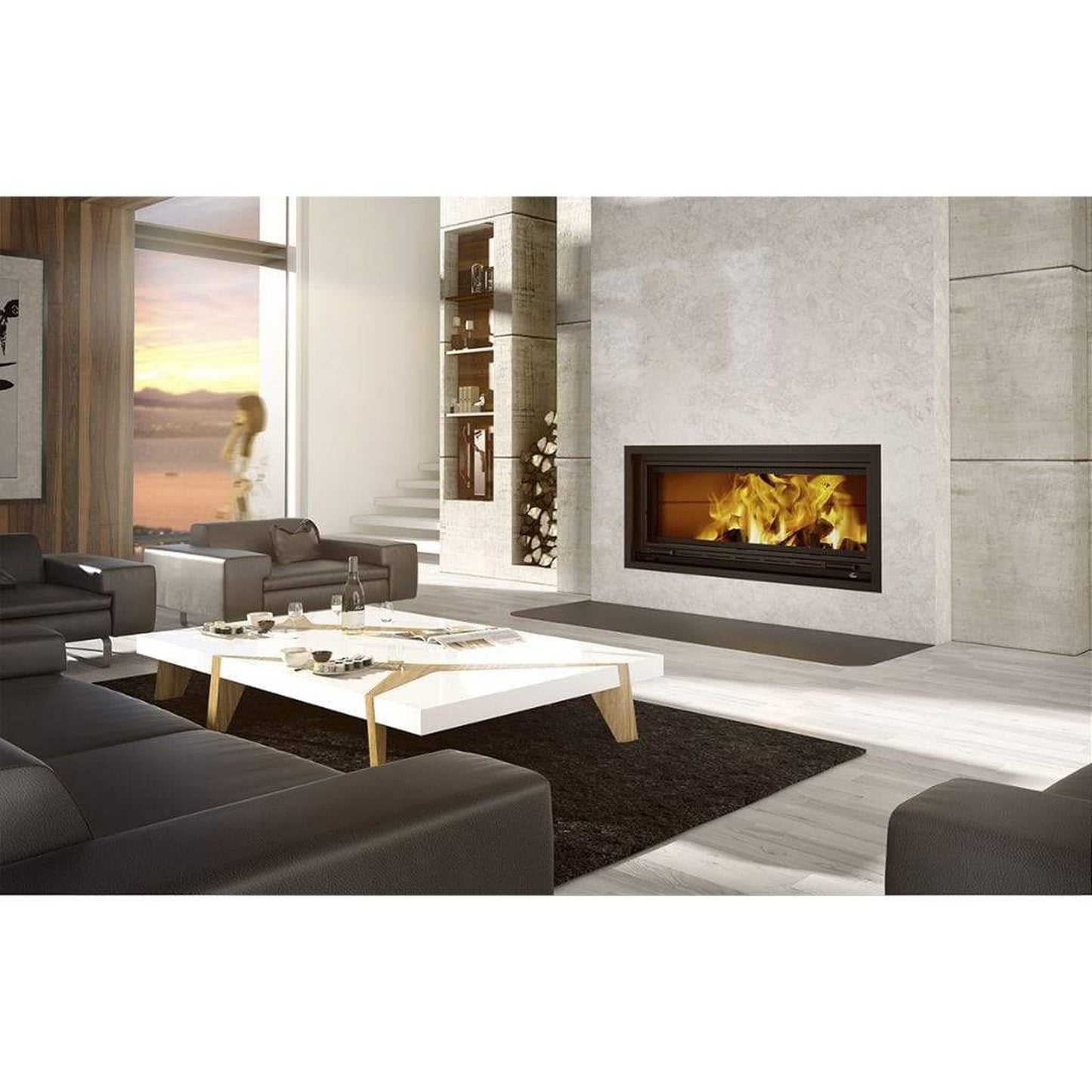 Valcourt Contemporary Moulded Brick Panel for Saint-Laurent Decorative Linear Wood Fireplace