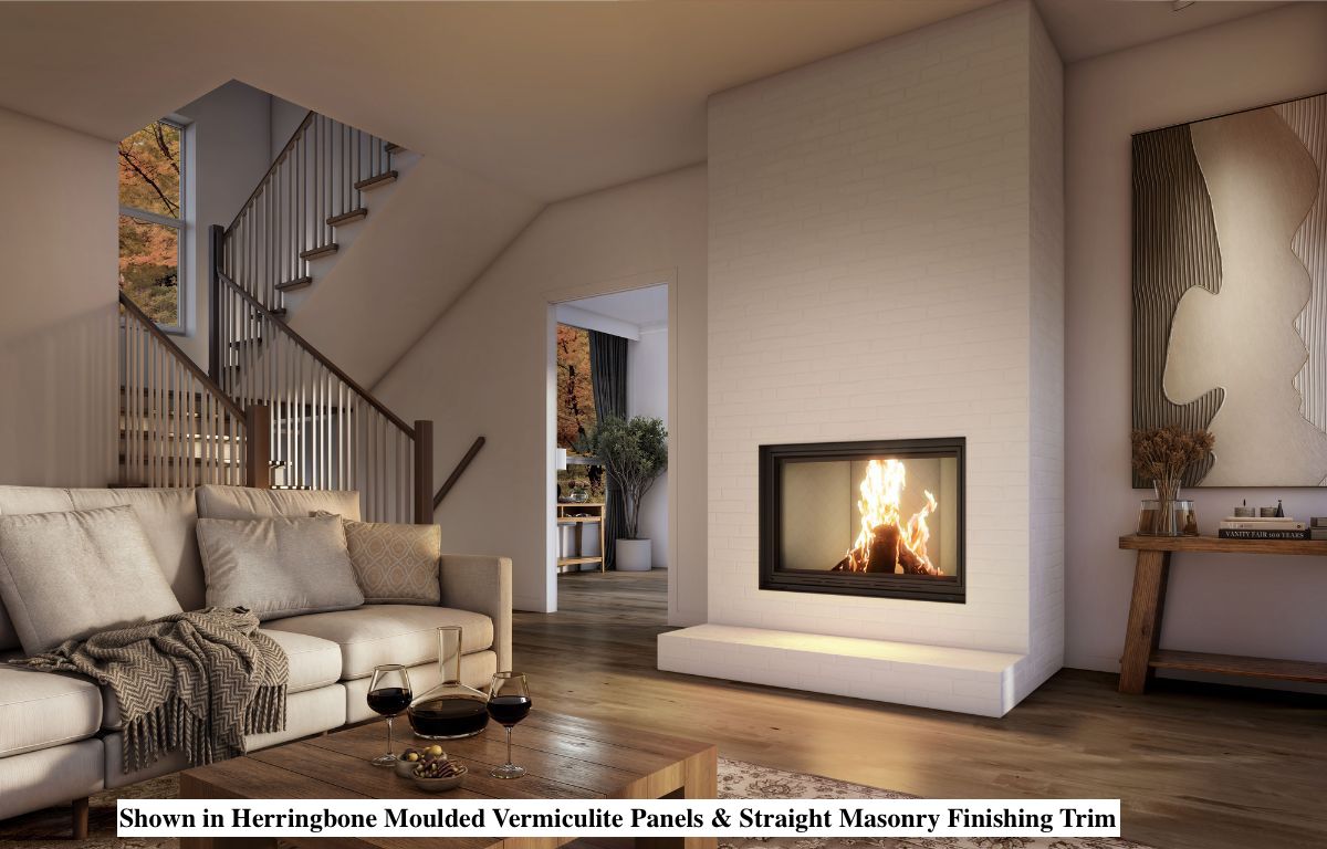 Valcourt Herringbone Moulded Vermiculite Panels for Frontenac Decorative Wood Fireplace