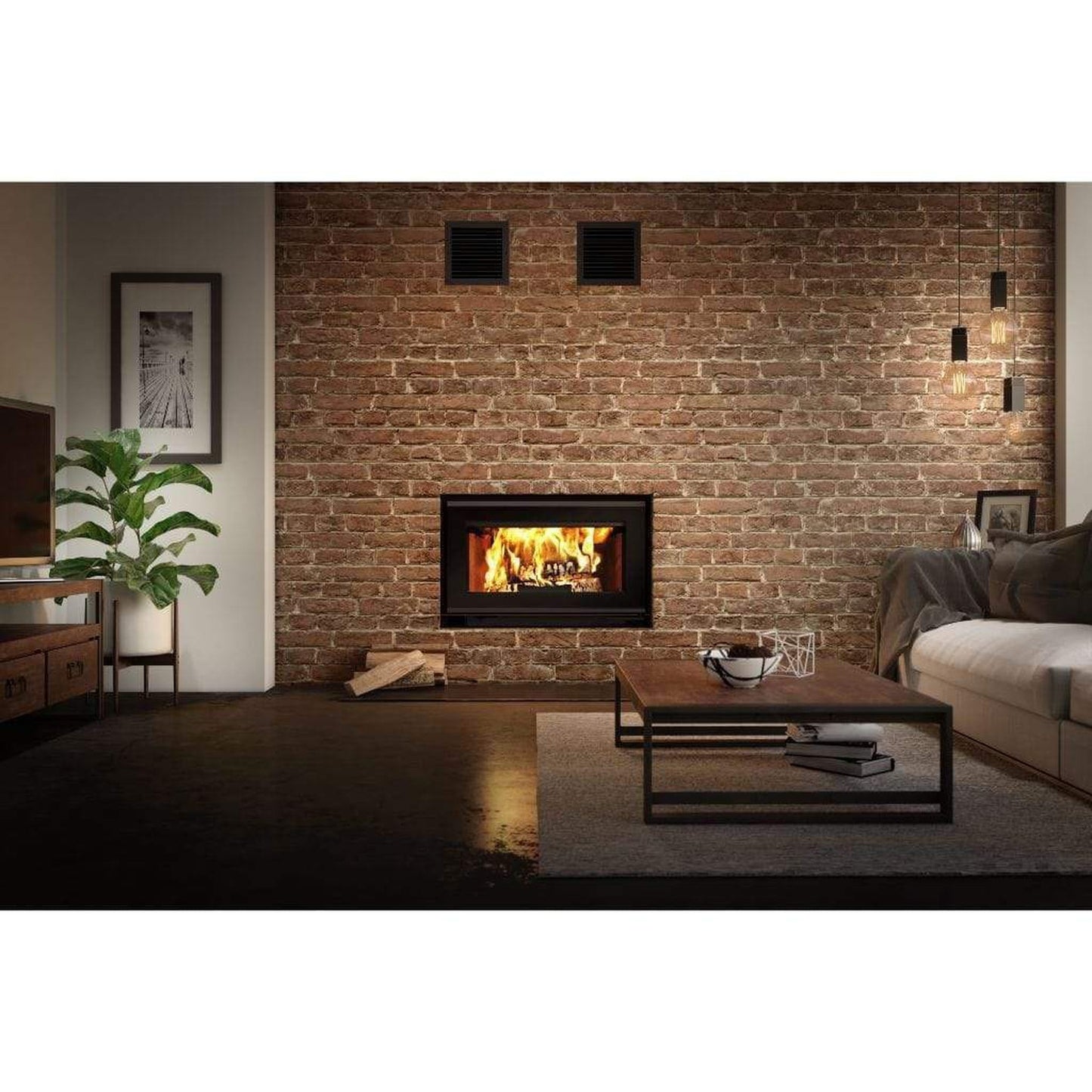 Valcourt Mundo II Wood Fireplace With Traditional Gravity Kit